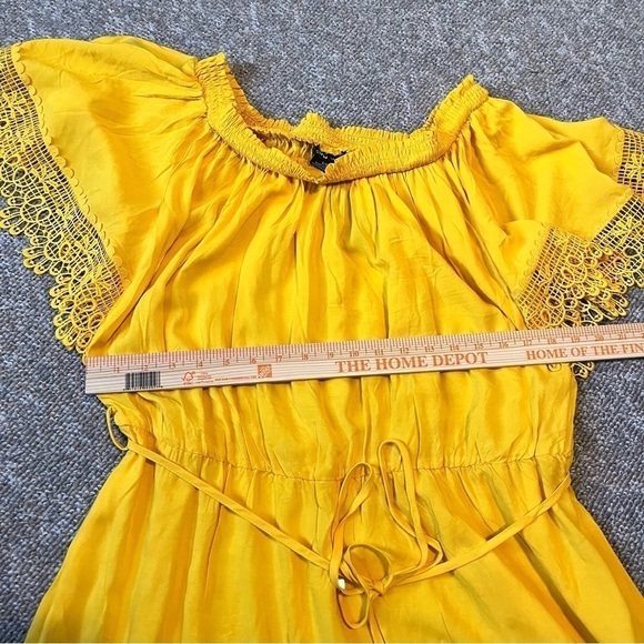 City Chic Crochet Detail Dress Golden Yellow Small US 16 B - Picture 3 of 5